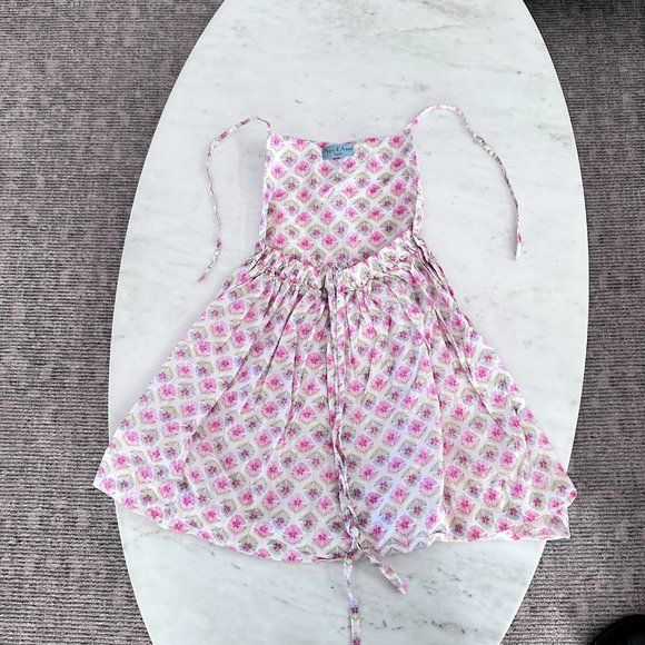 Papo D'Anjo Girls Pink Abstract Floral Halter Cotton Dress Size 8 Year - Picture 4 of 8